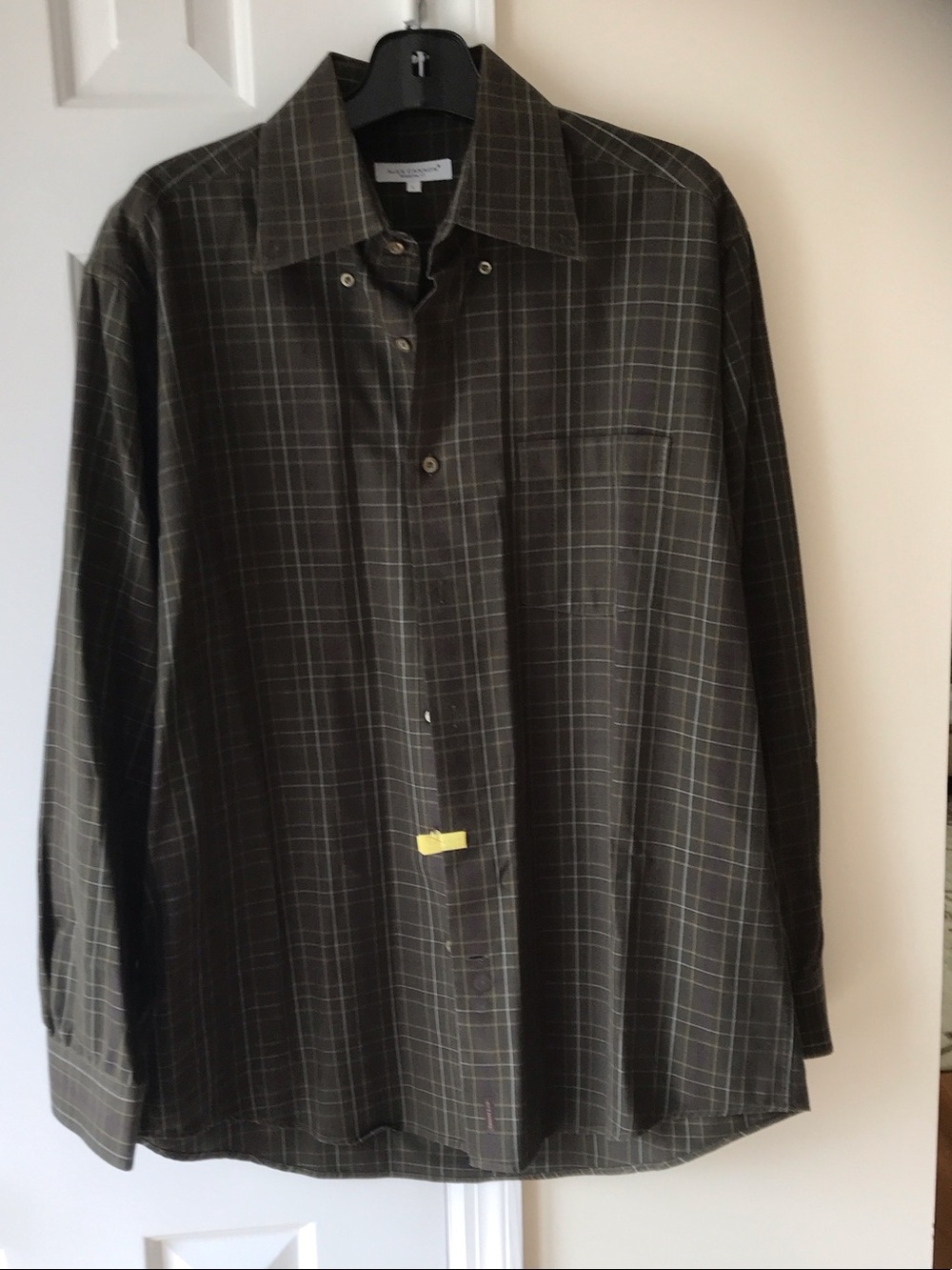 Men's Olive Plaid Button-Down Shirt